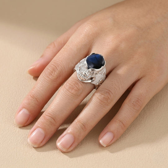 D'Joy Royal Bali AAA Labradorit Ring 925 Silber (Größe 21.00) ca. 10.16 ct