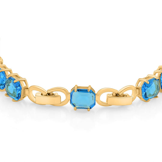 Blaues- Kristall-Armband, ca. 19 cm Nickelfreies Messing