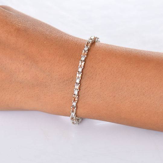 D'Joy AA Andalusit, Weißer Zirkon Armband ca. 20 cm 925 Silber rhodiniert ca. 7,51 ct.