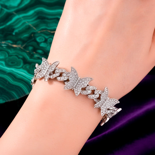 Weißer Kristall Armband ca. 19 cm, Silberfarben