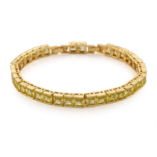 Weißer Zirkonia Armband ca. 18 cm mit 2.5 cm extender, goldfarben