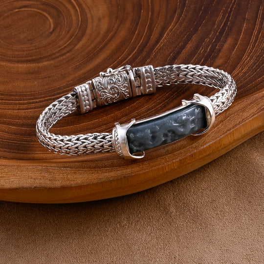 D'Joy Royal Bali EXTREM SELTEN - Natürlicher Olmek Jadeit Armband ca. 19 cm 925 Silber ca. 29.51 ct