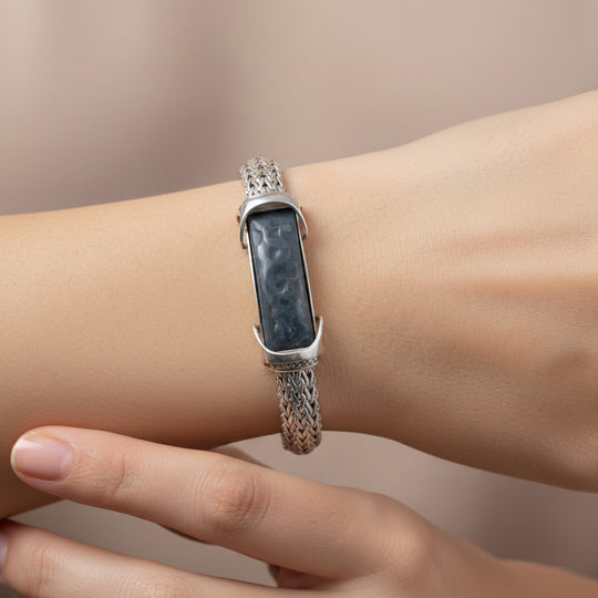 D'Joy Royal Bali EXTREM SELTEN - Natürlicher Olmek Jadeit Armband ca. 19 cm 925 Silber ca. 29.51 ct