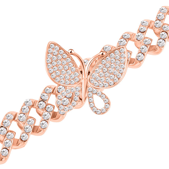 DESIGNER INSPIRIERT Weißer Kristall Armband ca. 19 cm, Rosefarben