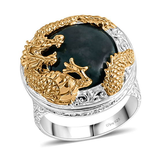 D'Joy Royal Bali EXTREM SELTEN - Natürlicher Olmek Jadeit Ring 925 Silber, Bicolor (Größe 17.00) ca. 13.79 ct