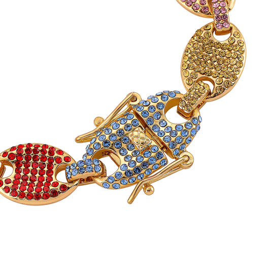 Mehrfarbiger Kristall Armband ca. 18.5 cm, goldfarben