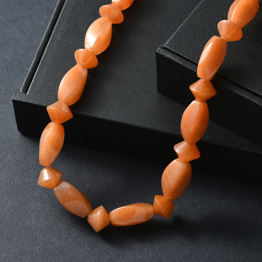 Rotes Aventurin Halskette ca. 45 cm Nickelfreies Messing platiniert ca. 240.00 ct