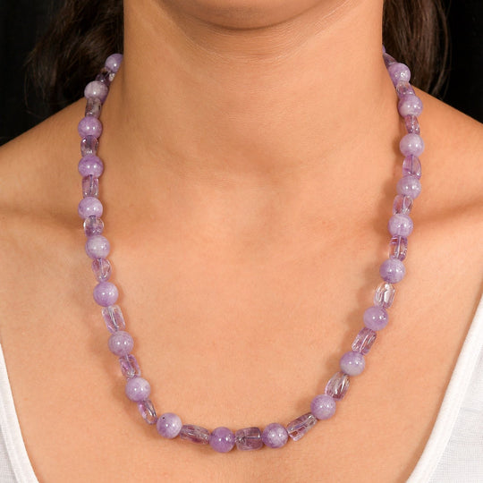AA Rosa Amethyst Halskette ca. 50 cm Nickelfreies Messing platiniert ca. 300.00 ct