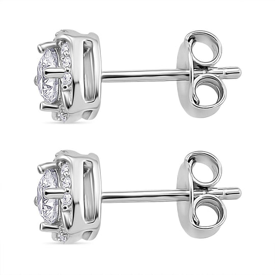 RADIANTA GRA zertifiziert Moissanit (D-VVS) Ohrringe 925 Silber rhodiniert ca. 0.72 ct