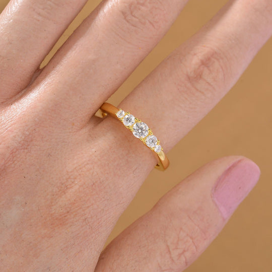RADIANTA GRA zertifiziert Moissanit (D-VVS) Ring 925 Silber vergoldet (Größe 17.00) ca. 0.49 ct