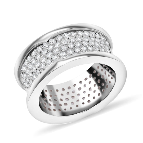 Lustro Stella Weißer Zirkonia Ring 925 Silber rhodiniert (Größe 19.00)