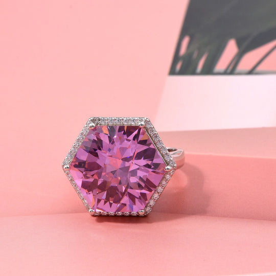 Lustro Stella Rosa Saphir-Farbener Zirkonia, Weißer Zirkonia Ring 925 Silber rhodiniert (Größe 20.00)
