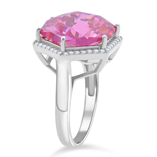 Lustro Stella Rosa Saphir-Farbener Zirkonia, Weißer Zirkonia Ring 925 Silber rhodiniert (Größe 20.00)