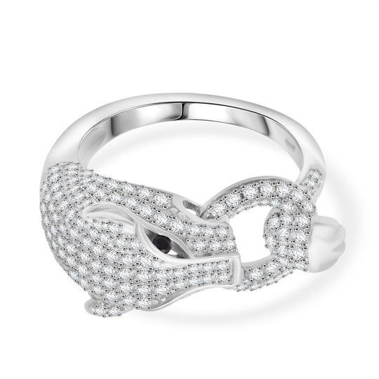 Lustro Stella Schwarzer Zirkonia, Weißer Zirkonia Ring 925 Silber rhodiniert (Größe 17.00)