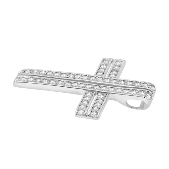 Lustro Stella Weißer Zirkonia Kreuz Anhänger 925 Silber rhodiniert