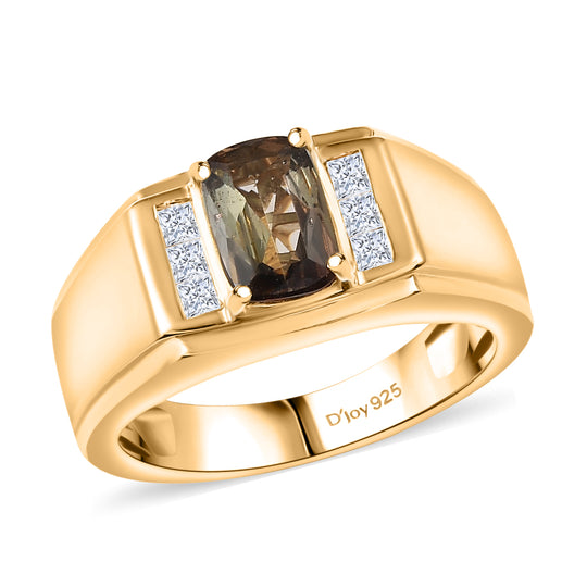 D'Joy AA Andalusit, Moissanit Ring 925 Silber 750 Gelbgold vermeil (Größe 20.00) (10-16 Werktage Lieferzeit) ca. 1,57 ct