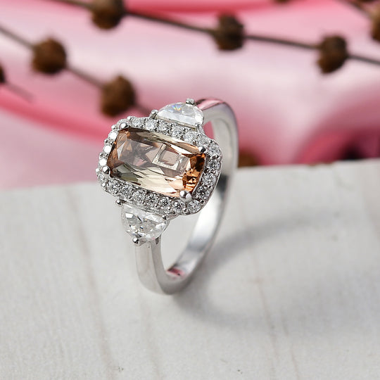 D'Joy AA Andalusit, Moissanit Ring 925 Silber Rhodiniert (Größe 17.00) (10-16 Werktage Lieferzeit) ca. 2,89 ct