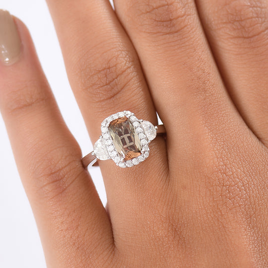 D'Joy AA Andalusit, Moissanit Ring 925 Silber Rhodiniert (Größe 17.00) (10-16 Werktage Lieferzeit) ca. 2,89 ct