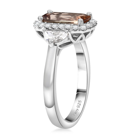 D'Joy AA Andalusit, Moissanit Ring 925 Silber Rhodiniert (Größe 17.00) (10-16 Werktage Lieferzeit) ca. 2,89 ct