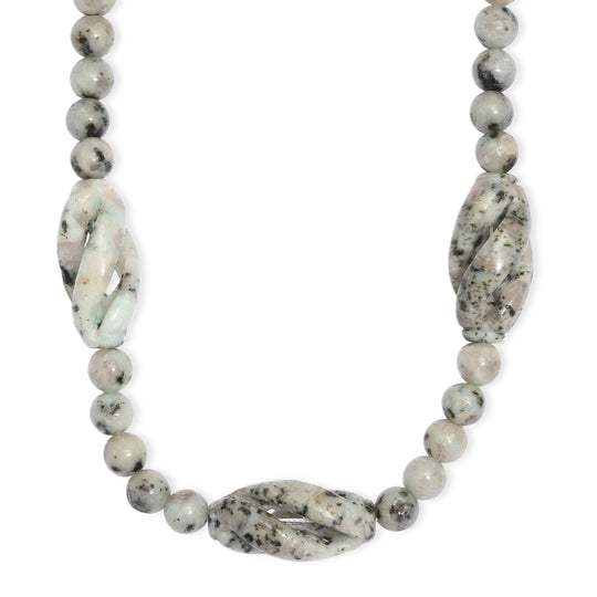 EVER TRUE Sesam-Jaspis Halskette ca. 50 cm Nickelfreies Messing Platiniert ca. 270.00 ct