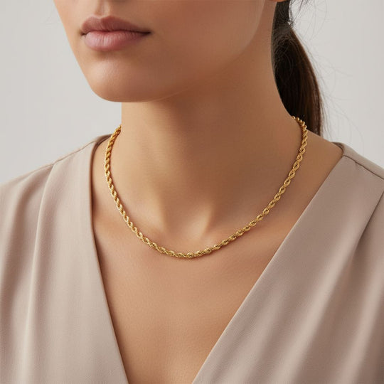 Kordelkette, 316L Edelstahl, ca. 50 cm, Goldfarben