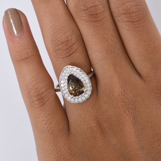 D'Joy AA Andalusit, Moissanit Ring 925 Silber Rhodiniert (Größe 18.00) (10-16 Werktage Lieferzeit) ca. 3,36 ct