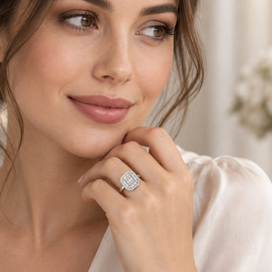 LUXURIANT SI-GH Labor Diamant Ring, 925 Silber rhodiniert - 0,50 ct.