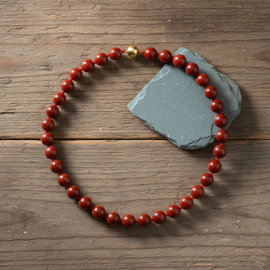D'Joy Burmesische Rote Jadeit Jade klassisch Halskette ca. 50 cm 925 Silber vergoldet ca. 600.00 ct