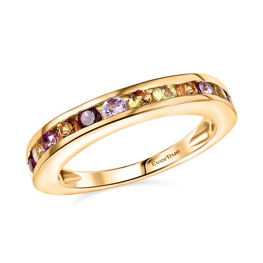 Mehrfarbiger Saphir Ring Nickelfreies Messing (Größe 17.00) ca. 0.96 ct