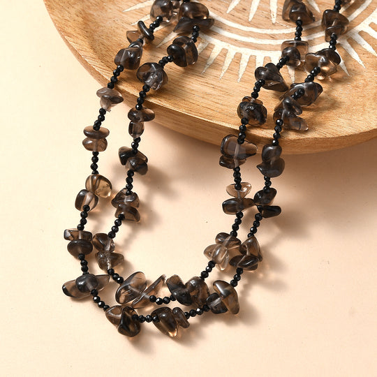 Rauchquarz, Schwarzer Spinell Kette 91 cm ca. 280.00 ct