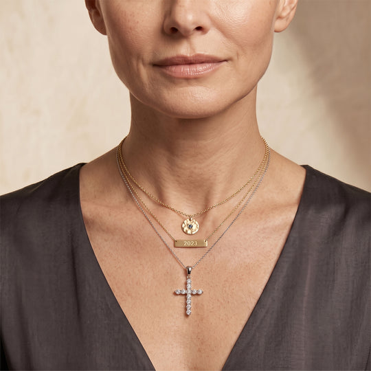 LUXURIANT SI-GH Labor Diamant Kreuz Anhänger in 585 Weißgold - 0,50 ct.