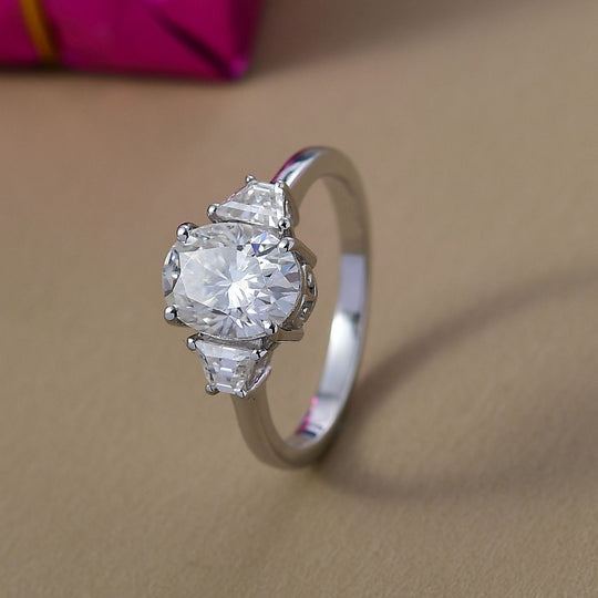 D'Joy Moissanit Ring 925 Silber rhodiniert (Größe 19.00) ca. 2.21 ct