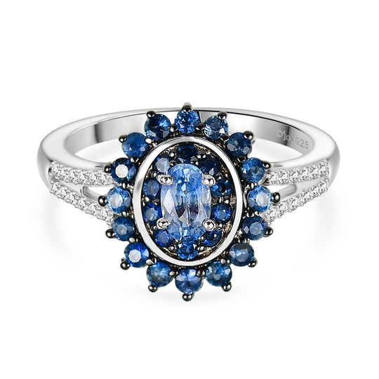 D'Joy AA Ceylon-Saphir Ring 925 Silber rhodiniert (Größe 21.00) ca. 1,23 ct