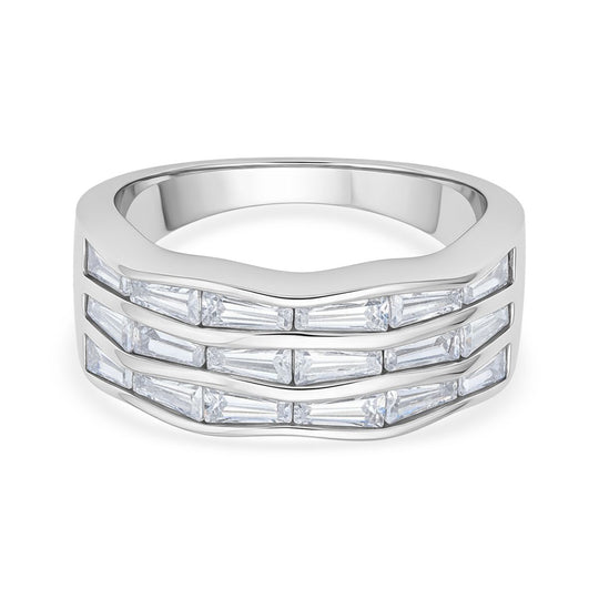LUSTRO STELLA Weißer Zirkonia Ring 925 Silber rhodiniert, (Größe 21.00)