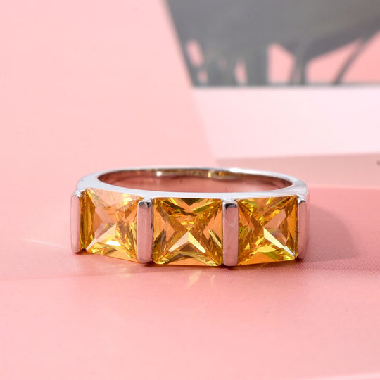 Lustro Stella Gelber Zirkonia Ring 925 Silber rhodiniert (Größe 20.00)
