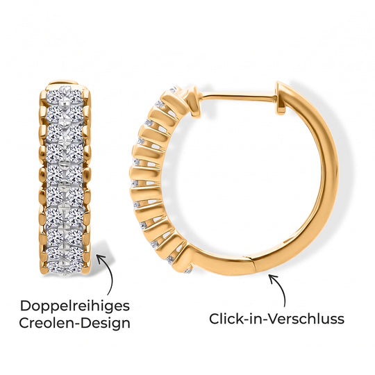 LUXURIANT 1 ct. SGL zertifizierte VS-EF Labor Diamant Ohrringe, 925 Silber 750 Gelbgold Vermeil