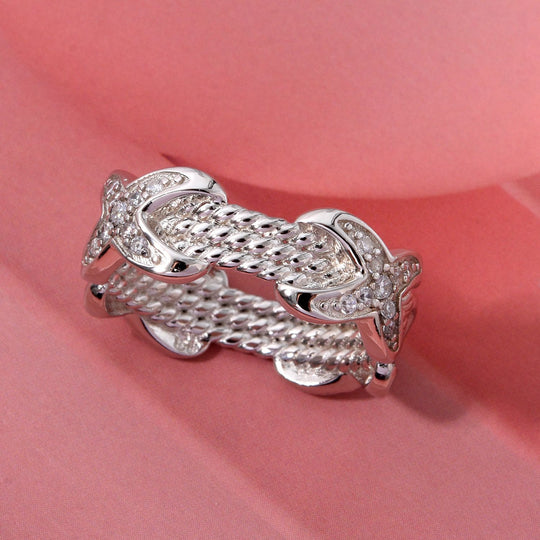 Lustro Stella Weißer Zirkonia Ring 925 Silber XO Band rhodiniert (Größe 20.00)