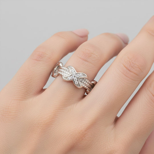 Lustro Stella Weißer Zirkonia Ring 925 Silber XO Band rhodiniert (Größe 20.00)