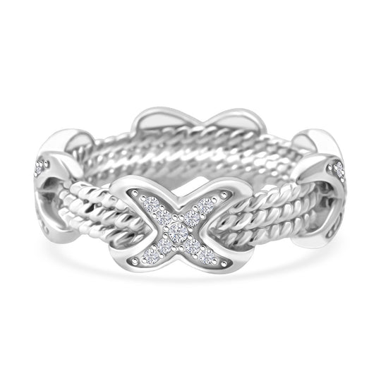 Lustro Stella Weißer Zirkonia Ring 925 Silber XO Band rhodiniert (Größe 20.00)