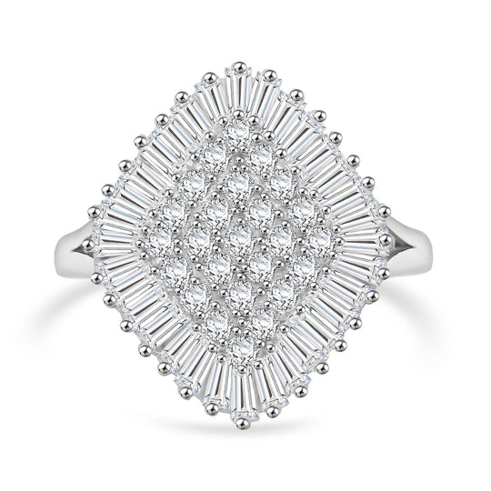 LUSTRO STELLA - Weißer Zirkonia Ring 925 Silber rhodiniert (Größe 21.00)
