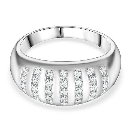 LUSTRO STELLA - Weißer Zirkonia Ring 925 Silber rhodiniert (Größe 20.00)