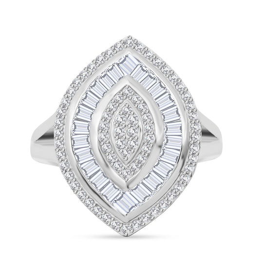 LUSTRO STELLA - Weißer Zirkonia Ring 925 Silber rhodiniert (Größe 19.00)
