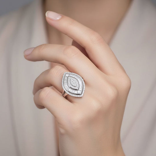 LUSTRO STELLA - Weißer Zirkonia Ring 925 Silber rhodiniert (Größe 19.00)