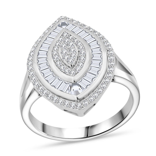 LUSTRO STELLA - Weißer Zirkonia Ring 925 Silber rhodiniert (Größe 19.00)