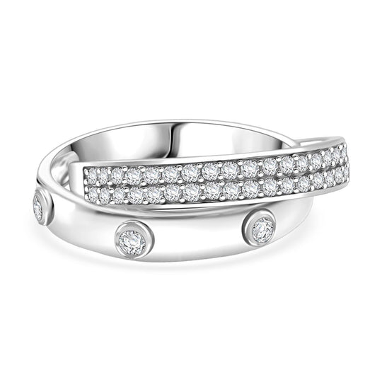LUSTRO STELLA - Weißer Zirkonia Ring 925 Silber rhodiniert (Größe 19.00)