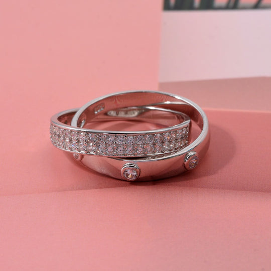LUSTRO STELLA - Weißer Zirkonia Ring 925 Silber rhodiniert (Größe 19.00)