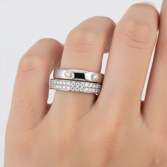 LUSTRO STELLA - Weißer Zirkonia Ring 925 Silber rhodiniert (Größe 19.00)