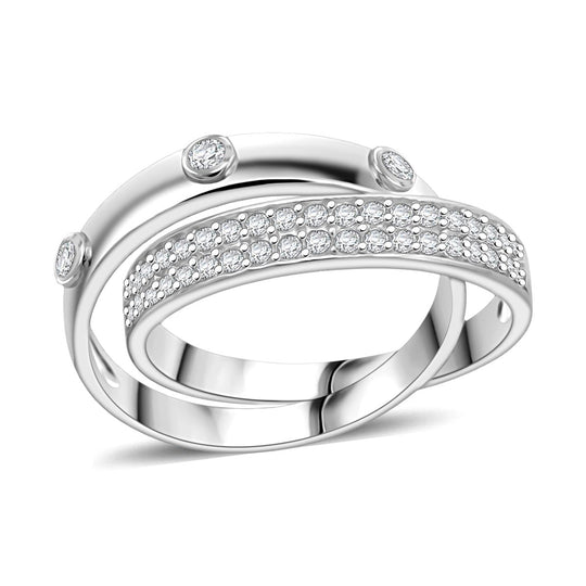 LUSTRO STELLA - Weißer Zirkonia Ring 925 Silber rhodiniert (Größe 19.00)