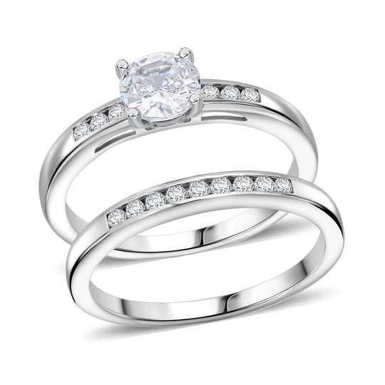 2er Set- Lustro Stella Weißer Zirkonia Ring 925 Silber rhodiniert, (Größe 17.00)