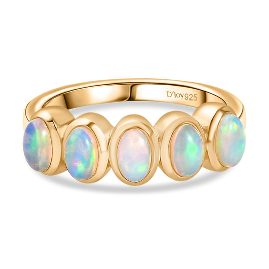 D'Joy AA Natürlicher, äthiopischer Welo Opal Ring 925 Silber 750 Gelb Vergoldet (Größe 19.00) ca. 0.86 ct